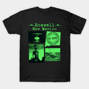 Roswell New Mexico Alien UFO Green Print T-Shirt